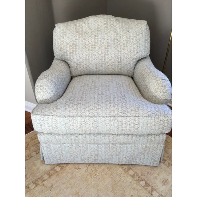 Baker Furniture Company Pair of Dapha Bridgewater Chairs With Barbara Barry Fabric For Sale - Image 4 of 13