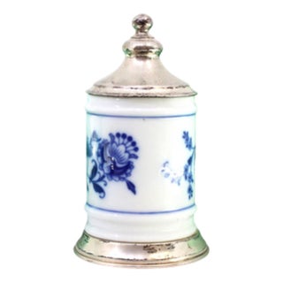 Porcelain Pot with Circular Base and Silver Applications For Sale