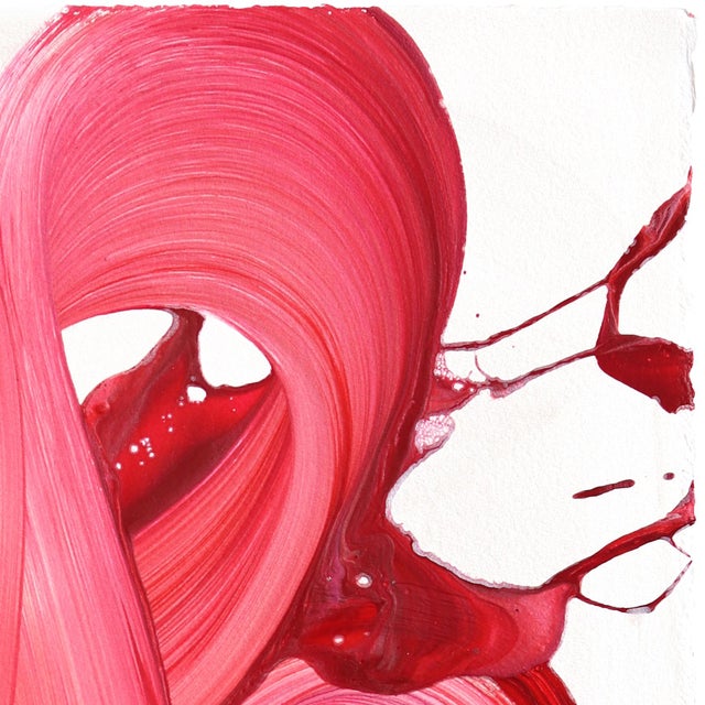 Contemporary Avp_1628 - Original Abstract Red Tone Contemporary Acrylic Painting on Paper by Alex Voinea For Sale - Image 3 of 8