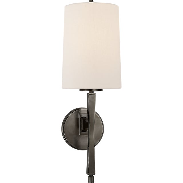 Edie Sconce in Bronze with Linen Shade Designer: Thomas O'Brien Finish: Bronze Height: 18.5" Width: 6" Extension: 6.75"...