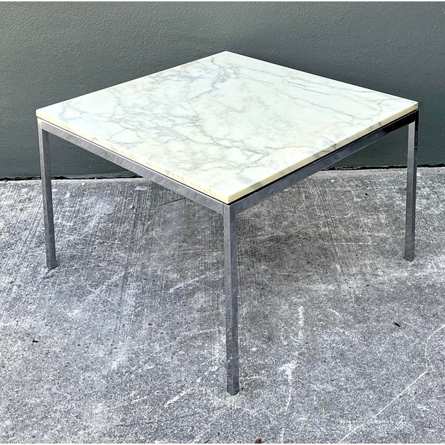 Mid-Century Modern Vintage Knoll Marble Top Side Table For Sale - Image 3 of 12