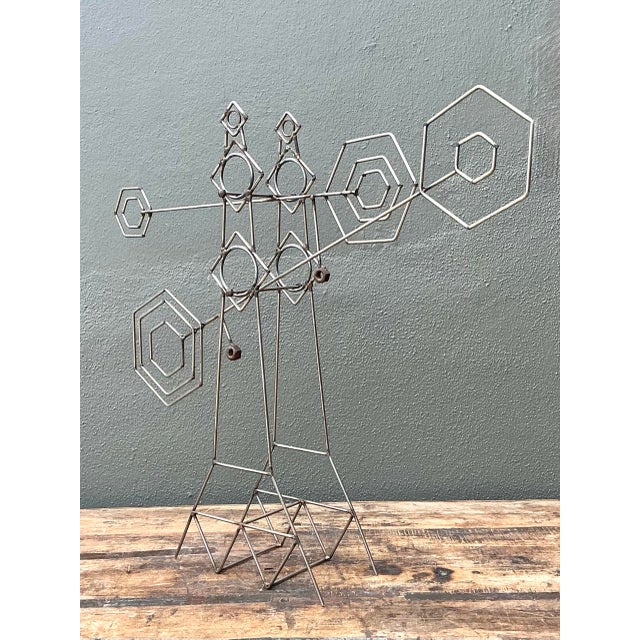 Silver Vintage Abstract Geometric Kinetic Sculpture For Sale - Image 8 of 12