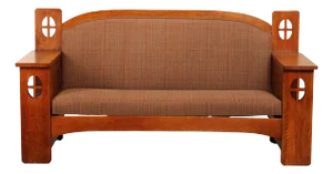 Antique Arts and Crafts Style Carved Oak Settle Sofa