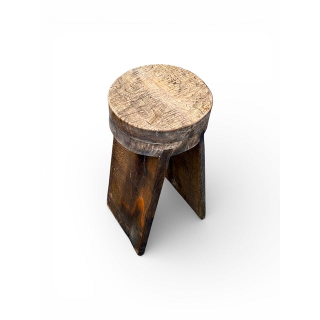 24" - Handcrafted Sculptural Solid Wood Espresso "Halo" Stool For Sale In Columbia, SC - Image 6 of 11