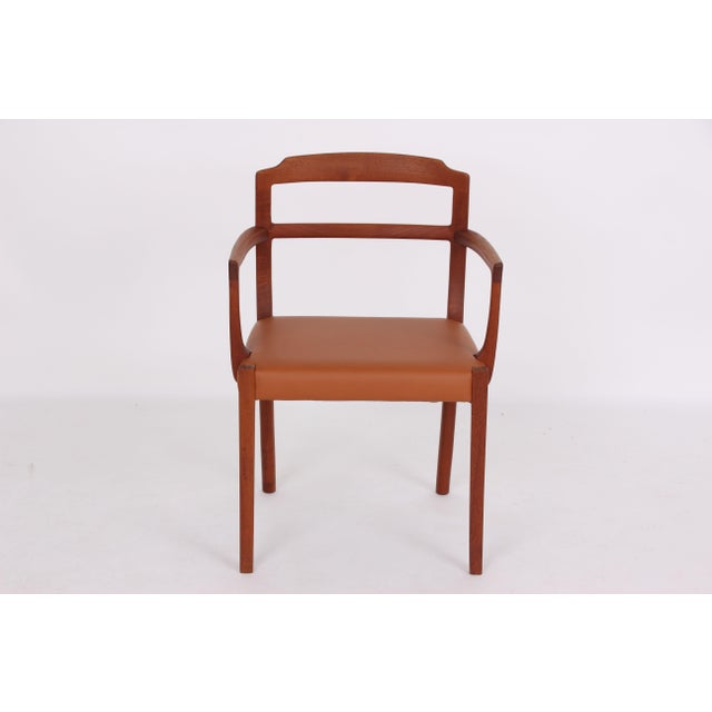 Armchair in Mahogany and Leather by Ole Wanscher for A. J. Iversen, Denmark, 1930s For Sale - Image 6 of 11