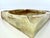 A substantial vintage carved onyx ashtray featuring dramatic natural banding in warm caramel, cream, amber and soft gray-...