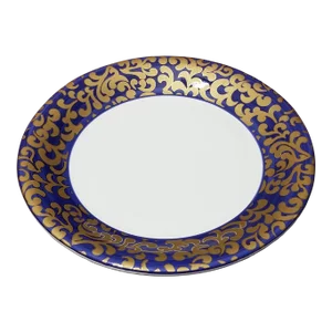 1990s Jarm Ceramica F. Giorgi Cobalt Blue & Gold Standard Serving Plate, Italian