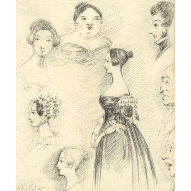 Walter Sneyd, Sheet of Caricature Portraits, Early 19th Century, Graphite Drawing For Sale