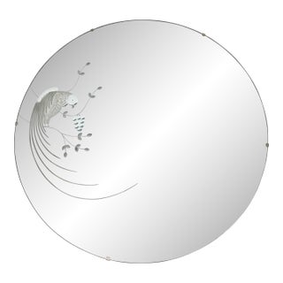 1944 Frameless Etched Parrot Mirror by Donnelly Kelley For Sale
