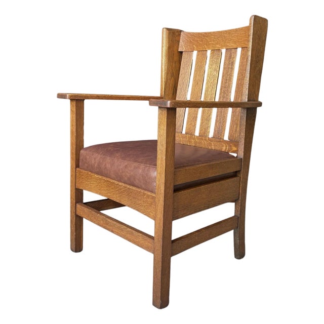 1910s Stickley Era Mission Oak Lounge Chair For Sale