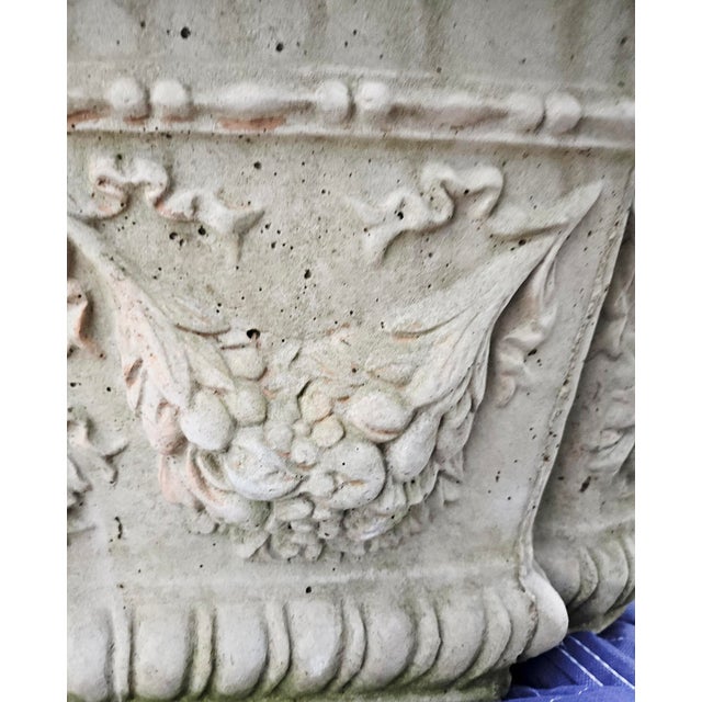 French Neoclassical Style: Pair of Cast Stone Garden Planters For Sale - Image 13 of 13