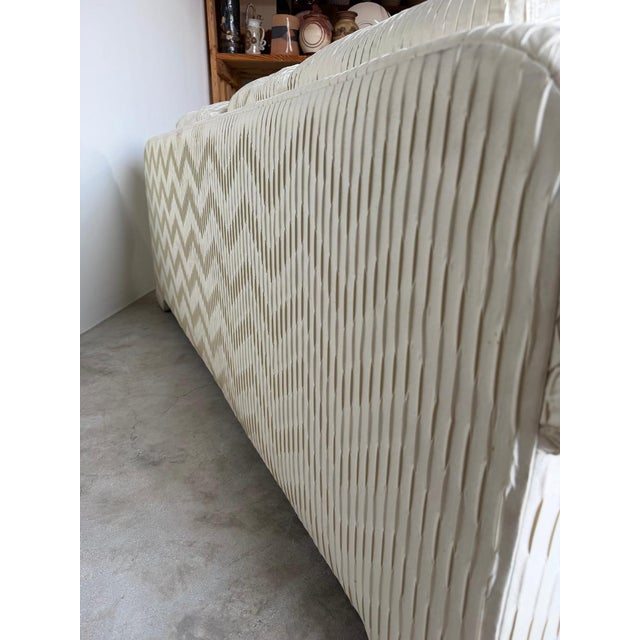 Vintage Century Furniture White Textured Fabric Three-Seater Sofa For Sale - Image 16 of 18