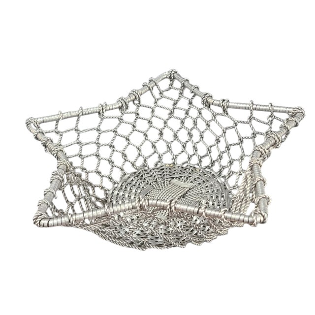 Vintage Contemporary Aluminum Star Shaped Woven Wire Basket For Sale - Image 9 of 9