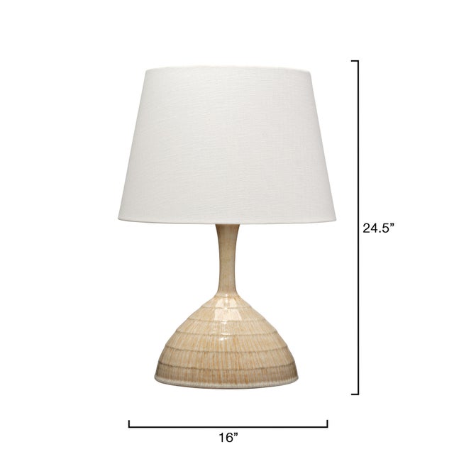 Modern Trumpet Table Lamp, Beige Ceramic For Sale - Image 3 of 6