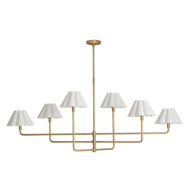 Regina Andrew Polly Chandelier, Natural Brass with Linen Scalloped Shade - 2 cartons For Sale In Detroit - Image 6 of 6