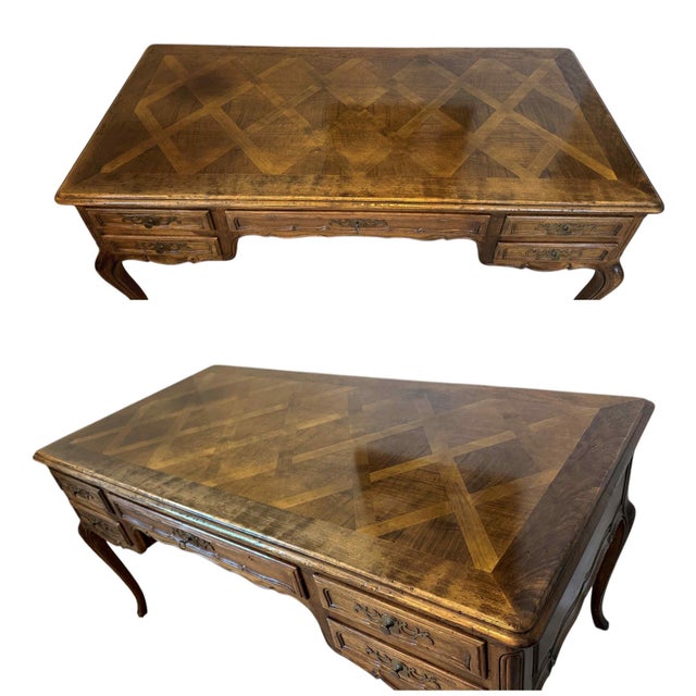 Vintage John Widdicomb French Country Parquet Writing / Partner's Desk For Sale In Miami - Image 6 of 12