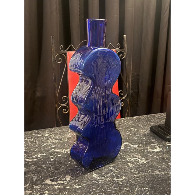 Blenko Vintage Blenko, Cobalt Blue “Puzzle Piece” Vase For Sale - Image 4 of 10