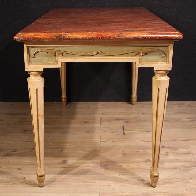 20th Century Louis XVI Lacquered and Painted Table, 1950s For Sale - Image 8 of 12
