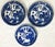 Pretty collection of three small blue and white transferware plates from the early 1900's. Each is made of white porcelain...