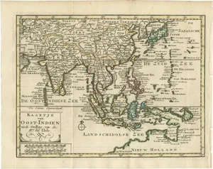Authentic Map of Southeast Asia with Original Border Coloring, 1745