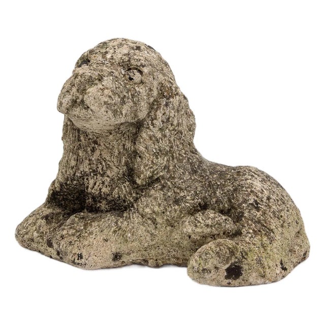 Vintage Reconstituted Stone Puppy or Dog Spaniel Garden Ornament, 20th Century For Sale