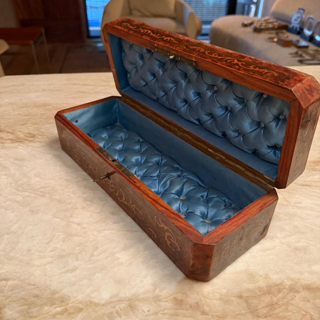 Shell French Antique Napoleon III Style Glove Box or Jewelry Box Marquetry For Sale - Image 7 of 18