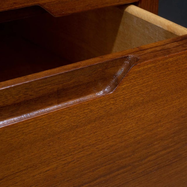 Mid-Century Modern Pair of Mid-Century Ew Bach Tall Teak Dressers With Sculpted Handles C.1950-Price Per Piece For Sale - Image 3 of 12