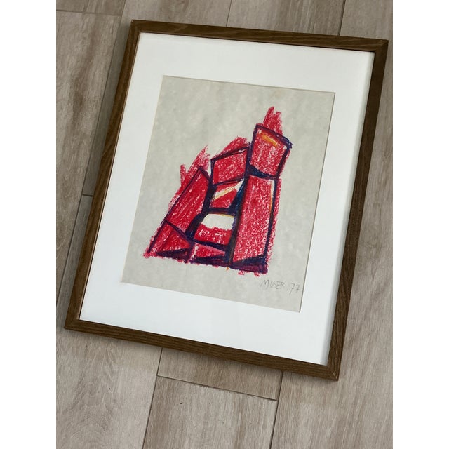 A wonderful original abstract work by important Swiss artist, Wilfred Moser. It is executed with oil stick on paper. It is...