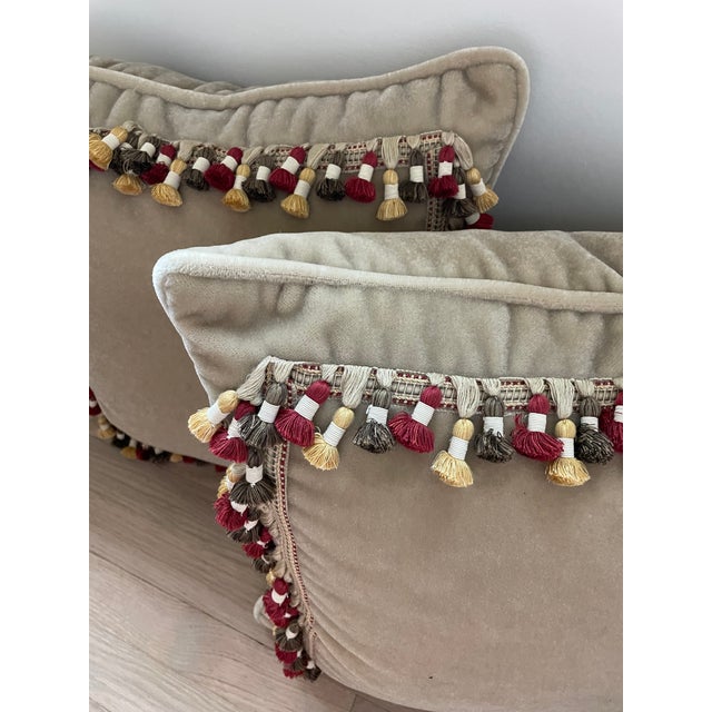 Traditional Pair of Mohair Pillows With Lee Jofa Trim For Sale - Image 3 of 7