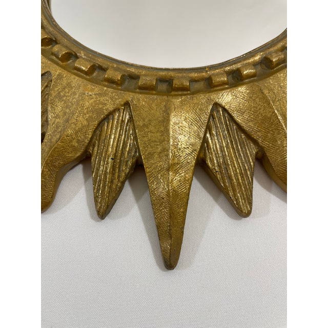 Vintage 1960s French Style 16.5" Gilded Sunburst Wall Mirror For Sale - Image 11 of 17