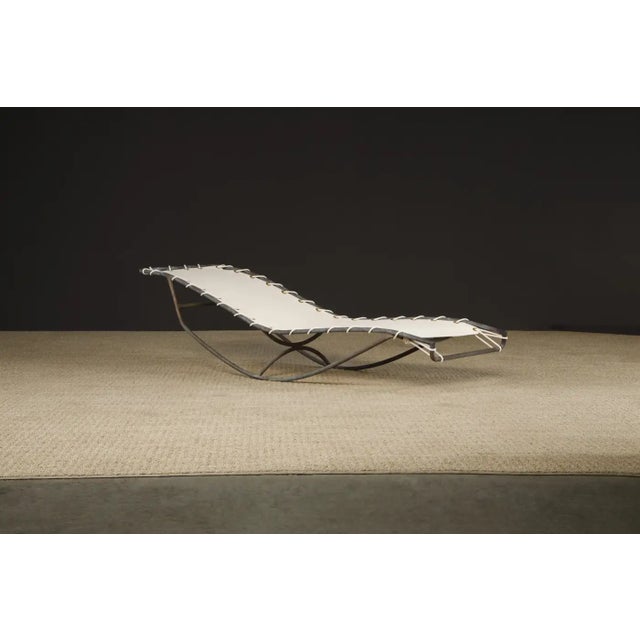 Walter Lamb Walter Lamb for Brown Jordan Bronze 'Waikiki' Rocking Chaise, 1960s, New Canvas For Sale - Image 4 of 18