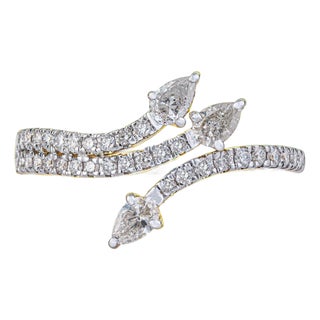 VRJewels Celestial Open Bypass Diamond Engagement Ring Size 5.5 in 14k Solid Gold For Sale