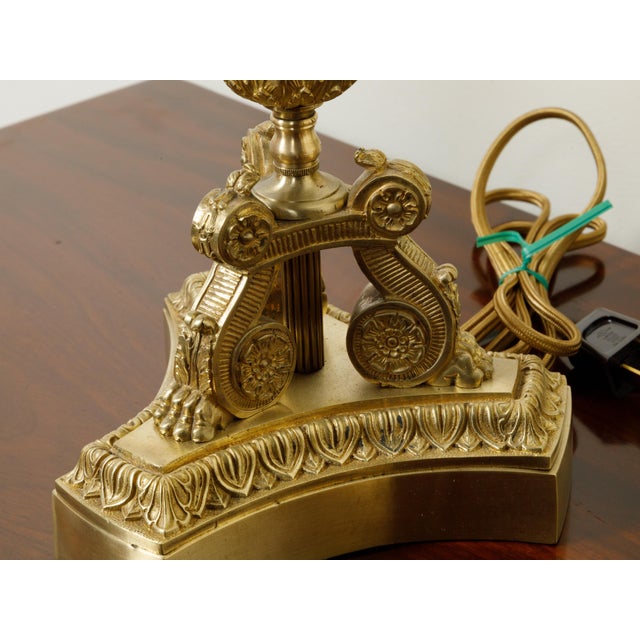 1920s French Empire Style Bronze and Opaline Glass Table Lamps - a Pair For Sale - Image 9 of 9