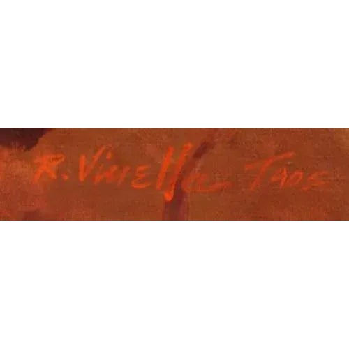 Rustic 1983 Ray Vinella "The Westerner" Original Oil Painting on Canvas Framed by Taos Six For Sale - Image 3 of 4