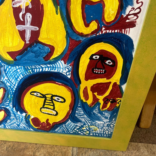1970s Haitian Voodoo Folk Art Saint-Jaques Smith Signed Framed Painting For Sale - Image 4 of 5