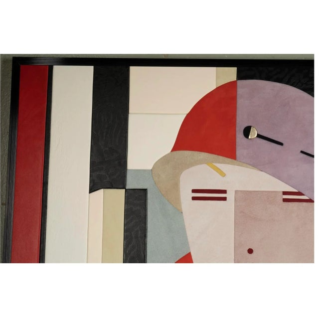 Animal Skin Art Deco-Style Pieced Leather and Suede Wall Art Panel For Sale - Image 7 of 12