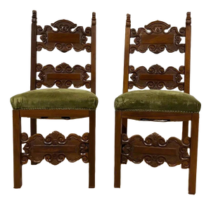 Antique Renaissance Style Walnut Chairs, 1900s, Set of 2