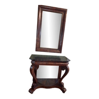 Mid 19th Century Empire Pier Table and Mirror, Attributed For Sale