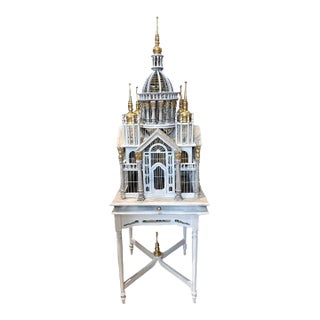 Vintage Italian Architectural Birdcage on Table For Sale