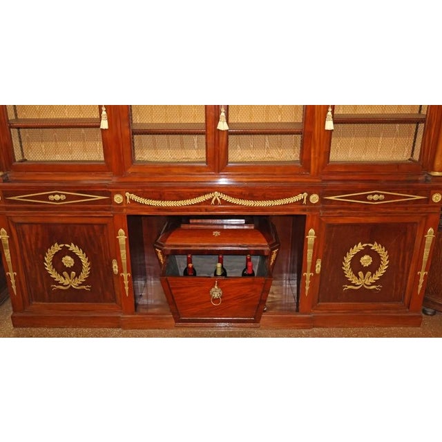 19th Century Mahogany French Empire Cabinet Bookcase With Cellarette and Clock For Sale In New York - Image 6 of 16