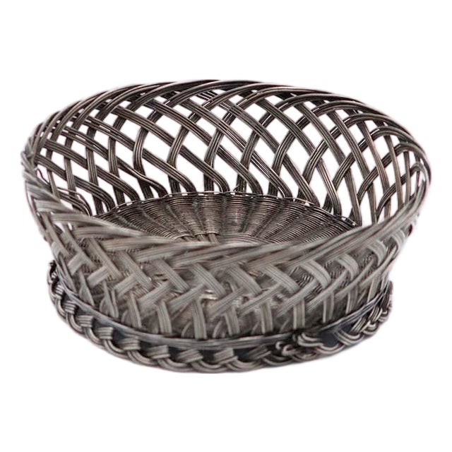 Angled Silver Wire Basket For Sale