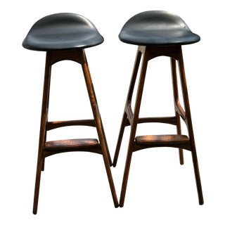 Santos Rosewood Bar Stools by Erik Buck for O.D. Mobler, 1960s, Set of 2 For Sale
