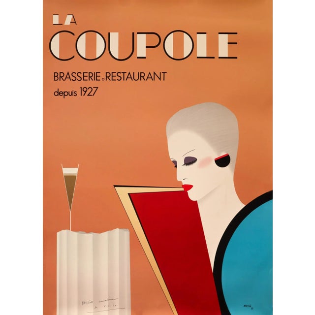 Orange 1982 French Restaurant Poster, La Couple Brasserie, Hand-Signed by the Artist For Sale - Image 8 of 8