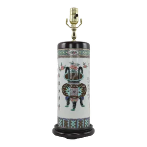 Chinese Early 20th Century Pastel Porcelain Table Lamp