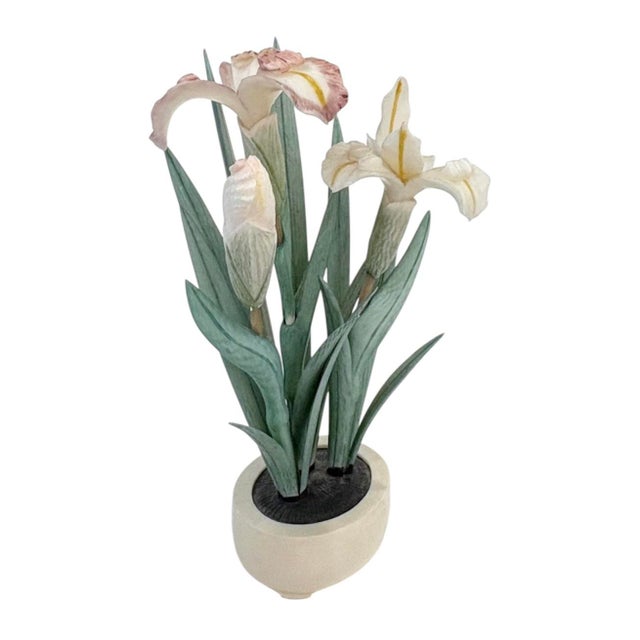 Antique Carved Irises Potted in Vessel For Sale - Image 12 of 12