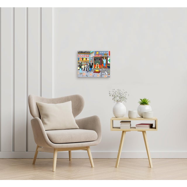Blue The Pavement #7 - Original Urban Pop Art Mixed Media Artwork on Wood by Fabio Coruzzi For Sale - Image 8 of 9