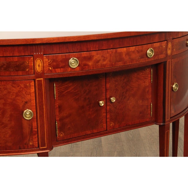 Hepplewhite Style Banded Mahogany Demilune Sideboard For Sale - Image 9 of 18