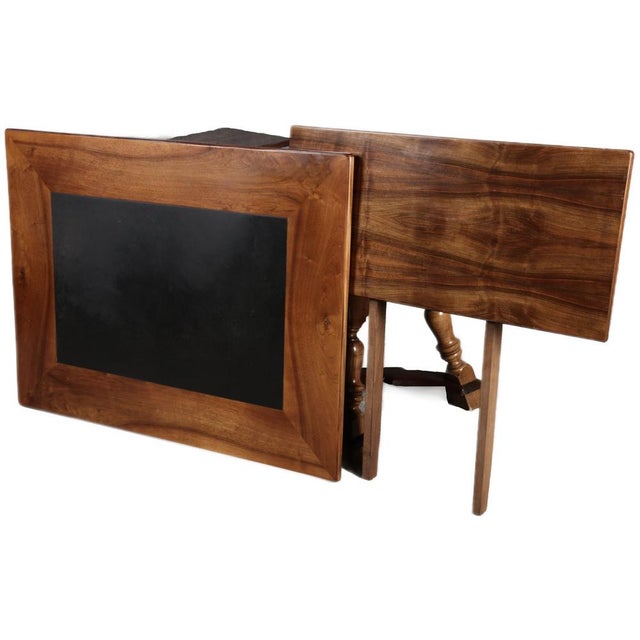 Antique Extendable Slate Table in Walnut, 1930 For Sale - Image 4 of 18