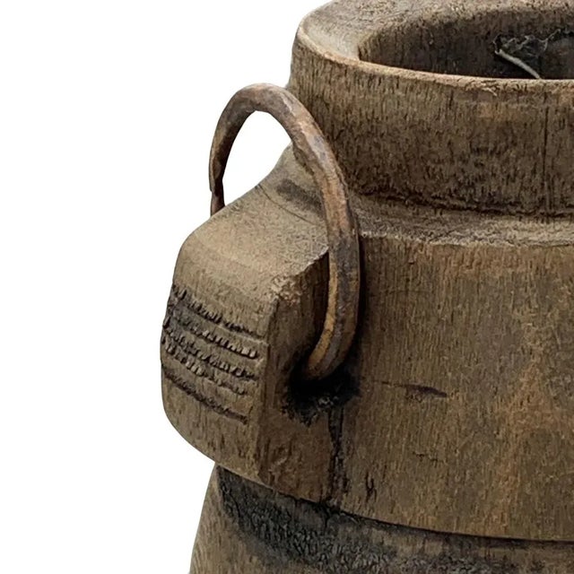 Vintage Indian Wood Vessel For Sale - Image 4 of 6