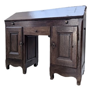 Folk Art Oak Secretary Desk, 19th Century For Sale